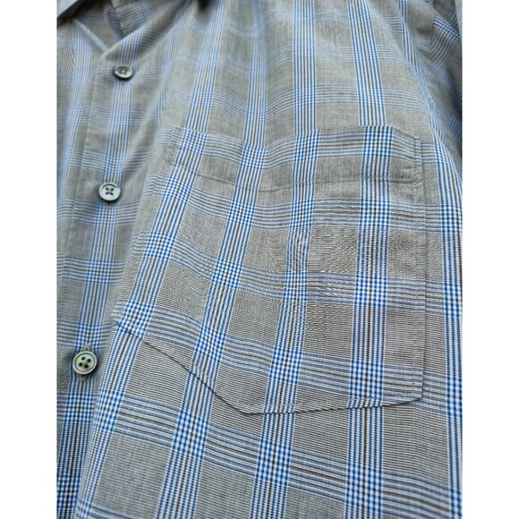 Ermenegildo Zegna Plaid Button-Down Shirt Blue Grey Men’s Luxury Designer Size M - Picture 9 of 11